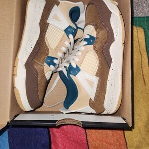 Jordan Kids Sneakers in Brown, Cream, and Blue